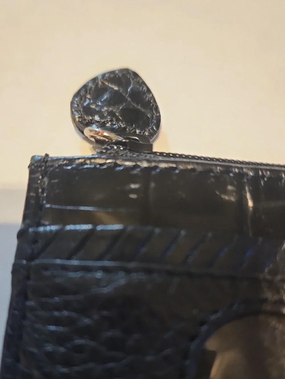 Brighton Black Leather Heart Window Card Holder